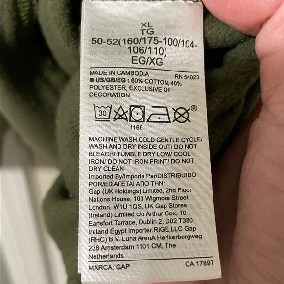 GAP Dark Green Pullover Classic Crewneck Fleece Lined with White Logo Size XL - Picture 8 of 8